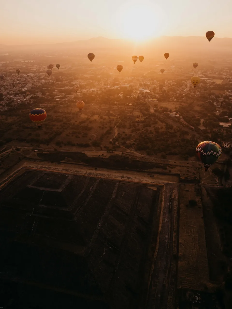 The Avenue of the Dead at Teotihuacan in the first light of the morning, with the Pyramid of the Moon at its northern end